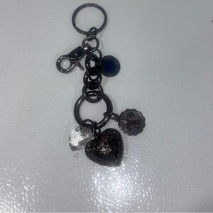 Kathy Van Zeeland Silver Hearts & Charms Key Holder Keychain bag purse